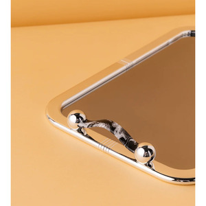 Elevate Home Decor Stunning Silver <b>Mirror</b> Serving Tray Featuring Unique Marble Design Handles & Glossy Chrome Frame finish - Product Image 5