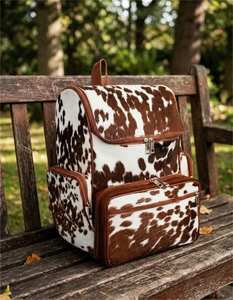 Genuine Cowhide Hair-On Leather <b>Backpack</b> Travel Laptop Bag Custom Logo Wholesale Supplier Bulk Manufacturer LHBP-0018E - Product Image 5