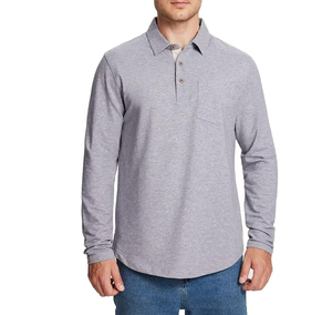 Chemise à manches longues pour homme, design personnalisé, tissu tricoté uni, coton de haute qualité, pour le golf, vente en gros, personnalisable - Product Image 6