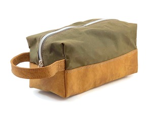Custom Logo Vintage Waxed Canvas Leather Toiletry Bag <b>Mens</b> Shaving Dopp Kit Travel Cosmetic Organizer <b>Pouch</b> Case LCTB-0090 - Product Image 4