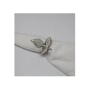 Porte-serviettes moderne en aluminium feuille d'argent, écologique, durable, décoratif, motif botanique, pour décoration de table de mariage et de banquet - Product Image 1