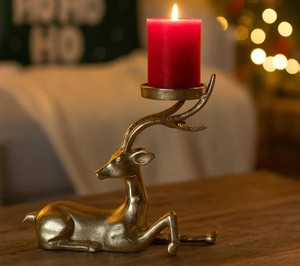 Art Empire Exports Luxury Brass Deer Candle <b>Holder</b> Gold Reindeer Taper Candle Stand for <b>Christmas</b> Home Decoration & Gifting - Product Image 3