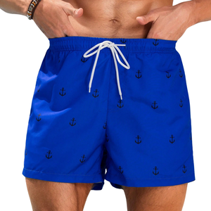 <b>Men</b> Breathable Printed Anchor <b>Pattern</b> Swim <b>Shorts</b> Quick Dry Elastic Waist Drawstring Casual Fit Summer Water Sports Holiday - Product Image 1