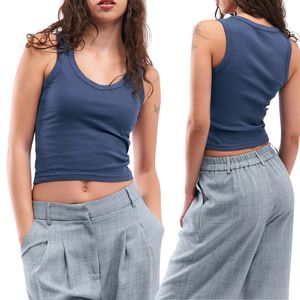 Débardeur côtelé sans couture respirant pour femme, couleur unie, style streetwear, tricoté, pour le yoga, vente en gros personnalisée - Product Image 1