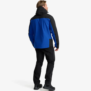 <b>Men's</b> Hooded Color Blocking <b>Windbreaker</b> Jacket Waterproof Zipper Closure Sporty Winter Outdoor Wear Regular Fit Blue <b>Black</b> - Product Image 2