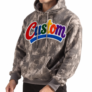 Wholesale Men's Distressed Tie Dye Pullover <b>Hoodies</b> With Camouflage Pocket Design USA Camo <b>Oversized</b> <b>Lounge</b> Private Label Supply - Product Image 4