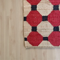 Tapis d'appoint moderne abstrait en jute fait main |   Tapis de salon antidérapant, écologique, antibactérien, à poils ras, adapté aux animaux domestiques, tissé à la main