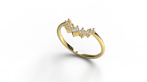 Bague minimaliste en or 18 carats avec diamant rond taillé, bande incurvée, empilable, pour mariage, avec diadème, rehausseur de bague, bijoux fins, cadeau pour femme - Product Image 2