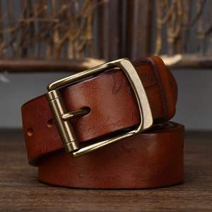 Casual Alloy Pin Buckle Hand Leather Belts Handmade Beaded men Genuine Cowhide Leather Belts - Product Image 2