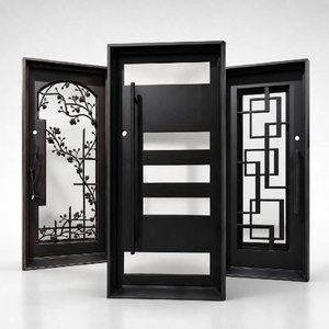 Royal Luxury Rust-resistant Wrought Iron Entrance Door Decorative Glass Inserts Easy Assembly for Outdoor Use Modern Design - Product Image 5