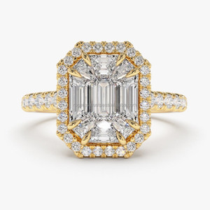 Bague de fiançailles pour femme RB Gems, diamant naturel vif certifié IGI CVD HPHT, or jaune 14 carats, moissanite taille princesse excellente - Product Image 1