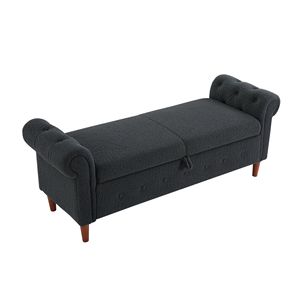 Pouf Rettangolare Multifunzionale in Velluto Teddy Grigio, Pratico Contenitore con Spazio di Archiviazione - Product Image 6