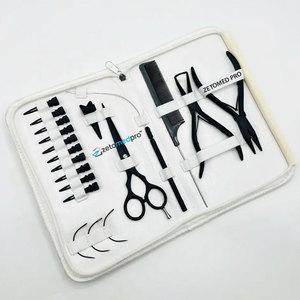 Wholesale Professional Baby Pink Hair <b>Extension</b> Tools Kit Stainless Steel Pliers Set Micro <b>Beads</b> Clips Needles Loop for - Product Image 6