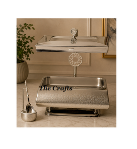 Floral Design Stainless Steel Serving Dish In Silver And Blue Color Hotel Dinnerware Serving Chafing Dish At <b>Cheap</b> Prices - Product Image 3