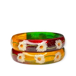 Brazaletes Florales de Acrílico de Diseño Coloridos y Chapados en Oro para Mujer, Modernos y Multicolores para Uso Diario a Precio de Mayoreo - Product Image 2
