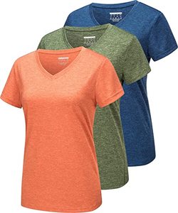 เสื้อยืดโยคะคอวีแขนสั้นสำหรับผู้หญิง สีพื้น ผ้าโพลีเอสเตอร์ ระบายอากาศได้ดี ทรงปกติ เสื้อผ้าออกกำลังกาย เสื้อยืดคอวีสำหรับผู้หญิง - Product Image 2