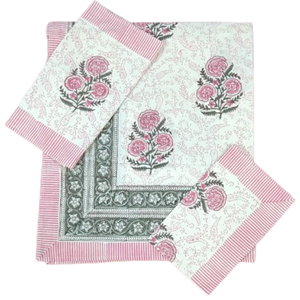 Parure de lit florale 3 pièces en coton 100% de qualité supérieure, imprimée à la main au bloc, taille King, teinture non toxique, respectueuse de la peau, multicolore - Product Image 1