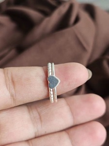 925 Sterling <b>Silver</b> Heart <b>Stacking</b> <b>Ring</b> Handmade Oxidized Band <b>Ring</b> Minimalist Boho Love Fine Jewelry - Product Image 6