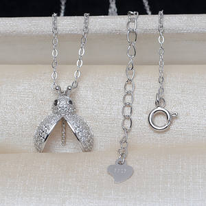 S925 Silver Chain Bee Empty <b>Tray</b> Animal Shaped Silver Pendant 9-10 Pearl Accessorios DIY <b>Jewelry</b> <b>Jewelry</b> Findings Components - Product Image 4