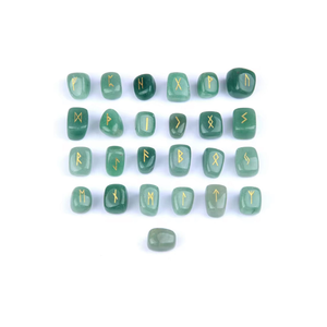 Juego de Runas de Aventurina Verde Natural, Piedras de Cristal Talladas para Adivinación Espiritual, Venta al Por Mayor - Product Image 2
