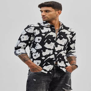 2022 camisetas de vestir de franela con estampado de logotipo personalizado para hombre, venta al por mayor, camisa informal con cuello de Polo, manga larga de algodón - Product Image 1