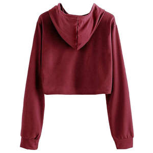 Lightweight Customized Women Winter Crop <b>Top</b> Hoodies <b>High</b> Quality Breathable Cotton/Bamboo Fiber Formal <b>Low</b> MOQ Best Price - Product Image 4