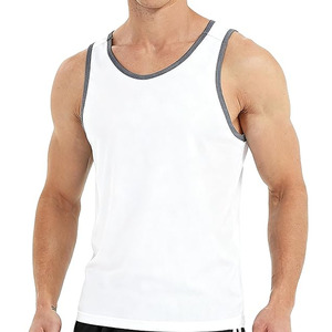 Débardeurs de sport personnalisés pour hommes en polyester/coton respirant, col rond, vente en gros, pour la gym, le fitness, sans manches, pour la musculation - Product Image 2