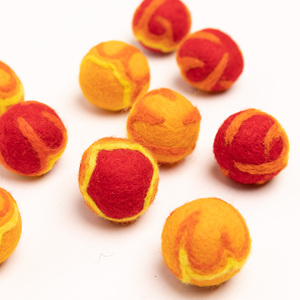 Handmade Child Round <b>Wool</b> Ball Orange Yellow Striped <b>Craft</b> Decoration - Product Image 6