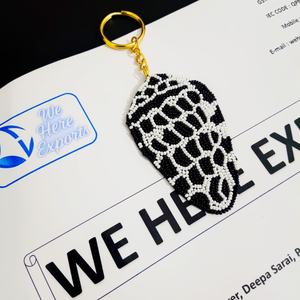 Handmade Bohemian Black White Seed Beads Decorative Chain with Still <b>Life</b> Pattern Attached Handbag Zipper <b>Ring</b> for Gifting Use - Product Image 3