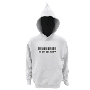 Sudadera Negra con Capucha y Estampado Digital de Código de Barras, Corte Regular, Informal para Hombre, 100% Algodón, Tejido de Punto, Bolsillo Delantero, Invierno - Product Image 2