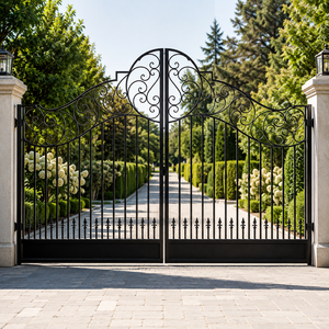Portail d'entrée de luxe en fer forgé noir, portail principal décoratif, portail de villa en métal, fournisseur en gros - Product Image 1