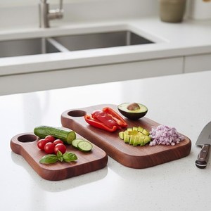 Tabla de Cortar de Madera de Acacia Ecológica, Apta para Lavavajillas, con Mango de Acero Inoxidable - Tabla para Servir Charcutería y Decoración de Cocina - Product Image 4