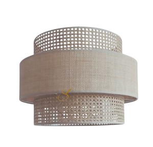 Abat-jour en rotin de luxe, motif en maille ouverte, abat-jour suspendu en osier, lampe de plafond à double niveau de haute qualité - Product Image 3