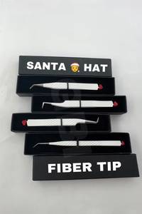 Ensemble de pinces à cils 45/90/Courbe, antidérapantes, en acier inoxydable blanc Santa, pour extensions de cils volume, avec logo personnalisé, anti-magnétiques - Product Image 6