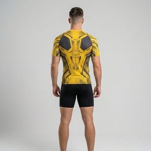 Men's Short Sleeve Custom Compression Shirt Geometric Quick Dry Sporty Fit O-Neck Polyester T-Shirt - Product Image 2