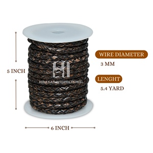 Cordón trenzado de cuero de vaca genuino negro antiguo de 5mm, accesorios de joyería DIY personalizados, componentes para abalorios y anudados - Product Image 3