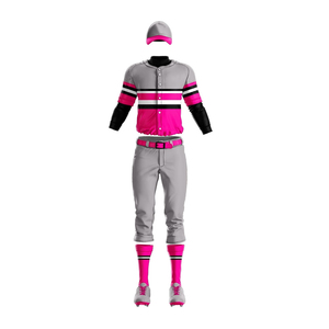 Uniforme de baseball d'hiver personnalisé pour adultes, maillot à boutons complets, pantalon en tissu respirant maille/polyester, manches courtes, logo frontal pour équipe - Product Image 2