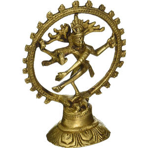 Escultura de latón hecha a mano de 5 pulgadas Lord Shiva Nataraja pequeño ídolo indio Nataraja para regalar - Product Image 1