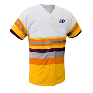 Camiseta de béisbol blanca con rayas amarillas y naranjas y pantalones a juego para entrenamiento, uniforme deportivo transpirable - Product Image 4