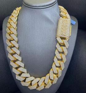Collier unisexe en argent sterling 925 plaqué or, avec perles d'eau douce et moissanite taille ronde, style chaîne cubaine, bijoux hip-hop pour tous les jours et les fêtes - Product Image 4