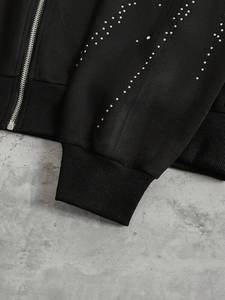 Sweat-shirts à capuche zippés pour hommes, surdimensionnés, en coton 100% de haute qualité, avec strass, style streetwear, fabrication OEM. - Product Image 6