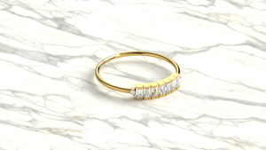 Luxury 18K Gold Baguette Diamond <b>Ring</b> Band Channel Bar Set Cluster Dainty <b>Stacking</b> Wedding <b>Ring</b> Fine Jewelry Gift for Women - Product Image 3