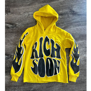 เสื้อฮู้ดดี้สีเทาสำหรับผู้ชาย ซิปหน้า พิมพ์ลาย Who Cares Get Some Money สไตล์สตรีทแวร์ ทรงโอเวอร์ไซส์ ใส่สบาย ผ้าถักนิตติ้ง คอตตอน ใส่ได้ในฤดูใบไม้ร่วง - Product Image 3