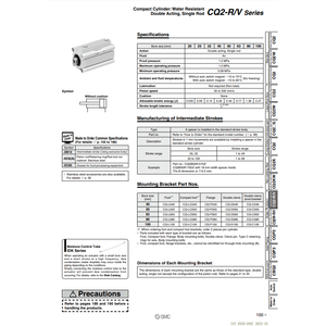 Cylindre compact SMC CQ2B32R-25DZ pièces pneumatiques - Product Image 3