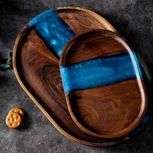 Plateau de service écologique en bois et résine époxy pour fruits, pain, gâteaux et apéritifs, assiettes à fromage et desserts - Product Image 5