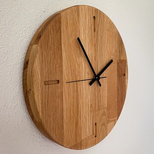 Hand Crafted Wooden Wall <b>Clock</b> <b>Silent</b> Quartz Round Needle Face Modern Home Office Decor - Product Image 3