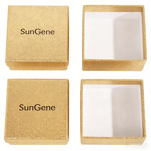 กล่องของขวัญแบบแข็งหรูหราสั่งทำพิเศษ ใช้ซ้ำได้ กล่องสองชิ้น ฝาสีทอง ฐานสีทอง สำหรับบรรจุภัณฑ์เครื่องประดับ - Product Image 1