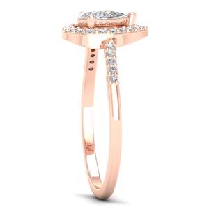 Anillo de Halo de Moissanita con Corte de Pera de 0.62 Quilates en Oro Sólido de 14K Personalizado REYES, Anillos de Compromiso y Boda Hechos a Mano para Mujer - Product Image 3