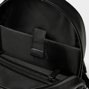 Minimalist Black PU <b>Laptop</b> <b>Backpack</b> with Zipper Closure and Orange Tag Unisex Softback 20-39L Water Resistant Shoulder Straps - Product Image 5
