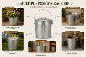 10 Gallon Galvanized Steel Utility - Trash Can with Lidn - Product Image 6